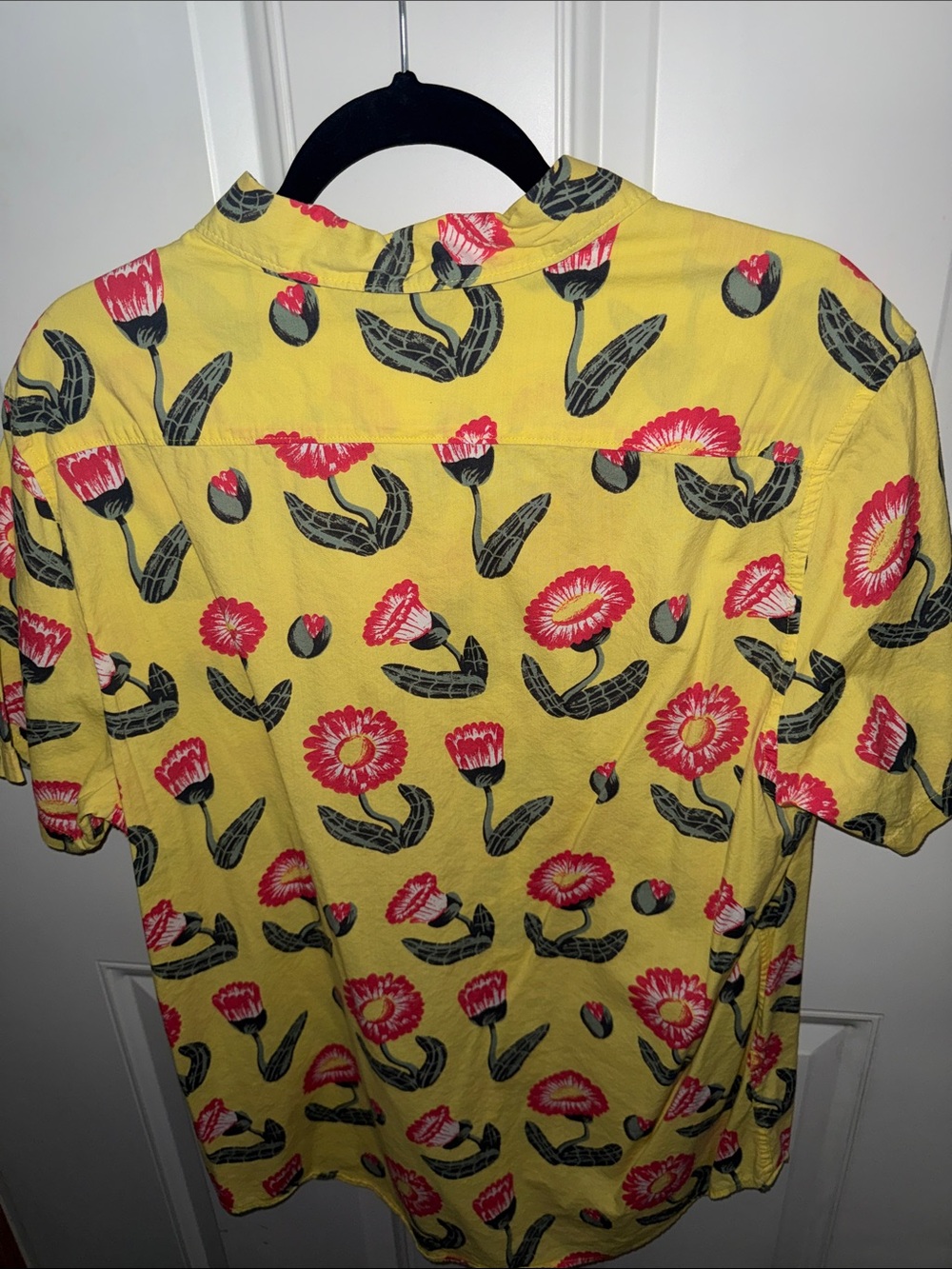 RVCA Luke Pelletier Special Edition Yellow Button-Up with Pink Floral Print - Picture 3 of 4